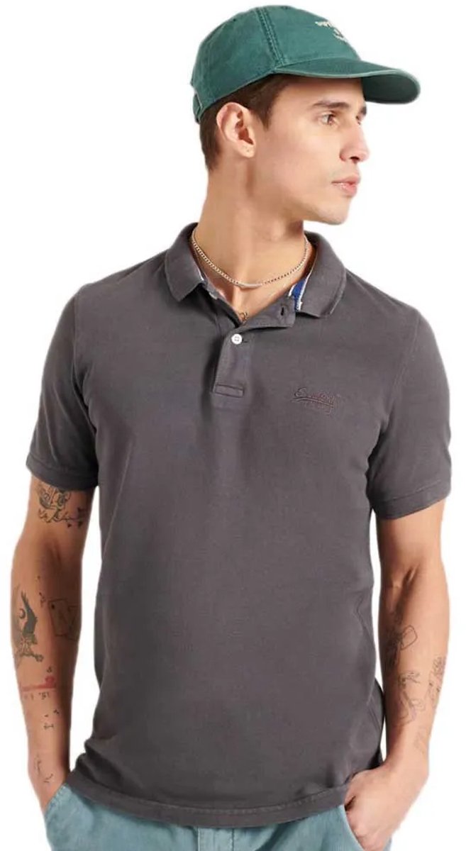 Superdry Classic Vintage Destroy Korte Mouw Poloshirt S Man Iron Gate