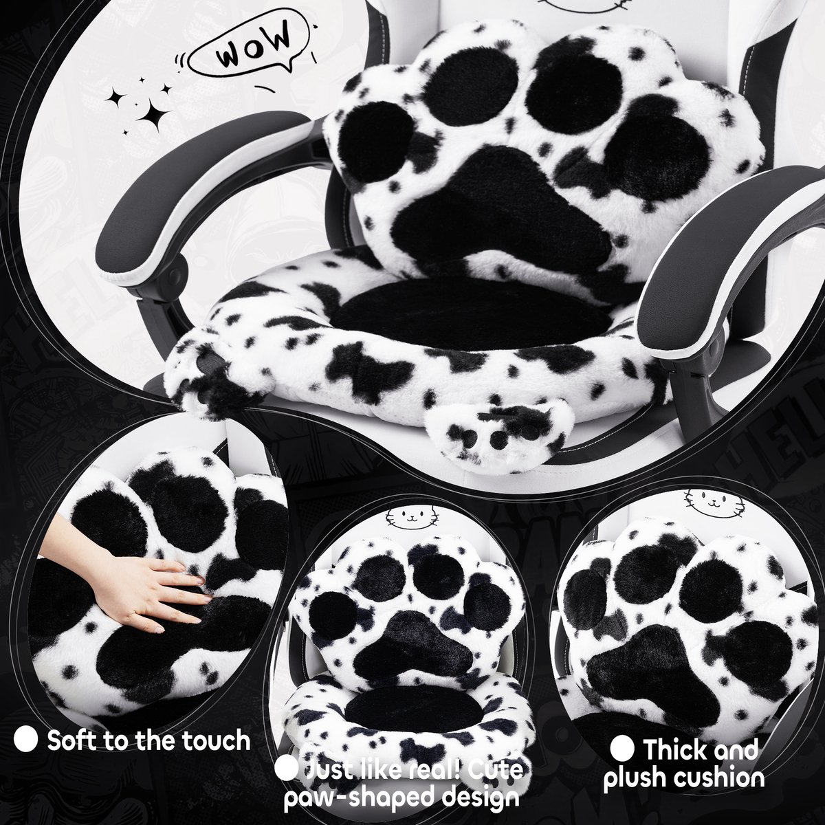 Dowinx Ergonomische Gamingstoel met Voetensteun - Zwart/Wit - afbeelding 3