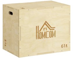 Houten Plyobox - Springbox - Plyo box met Handgrepen - in Hoogte Verstelbaar - Jump Box - Plyo Boxen - Fitness Box - Fitness Kist - Crossfit Box - Krachttraining - Fitness - 51/61/76 cm - Naturel Hout
