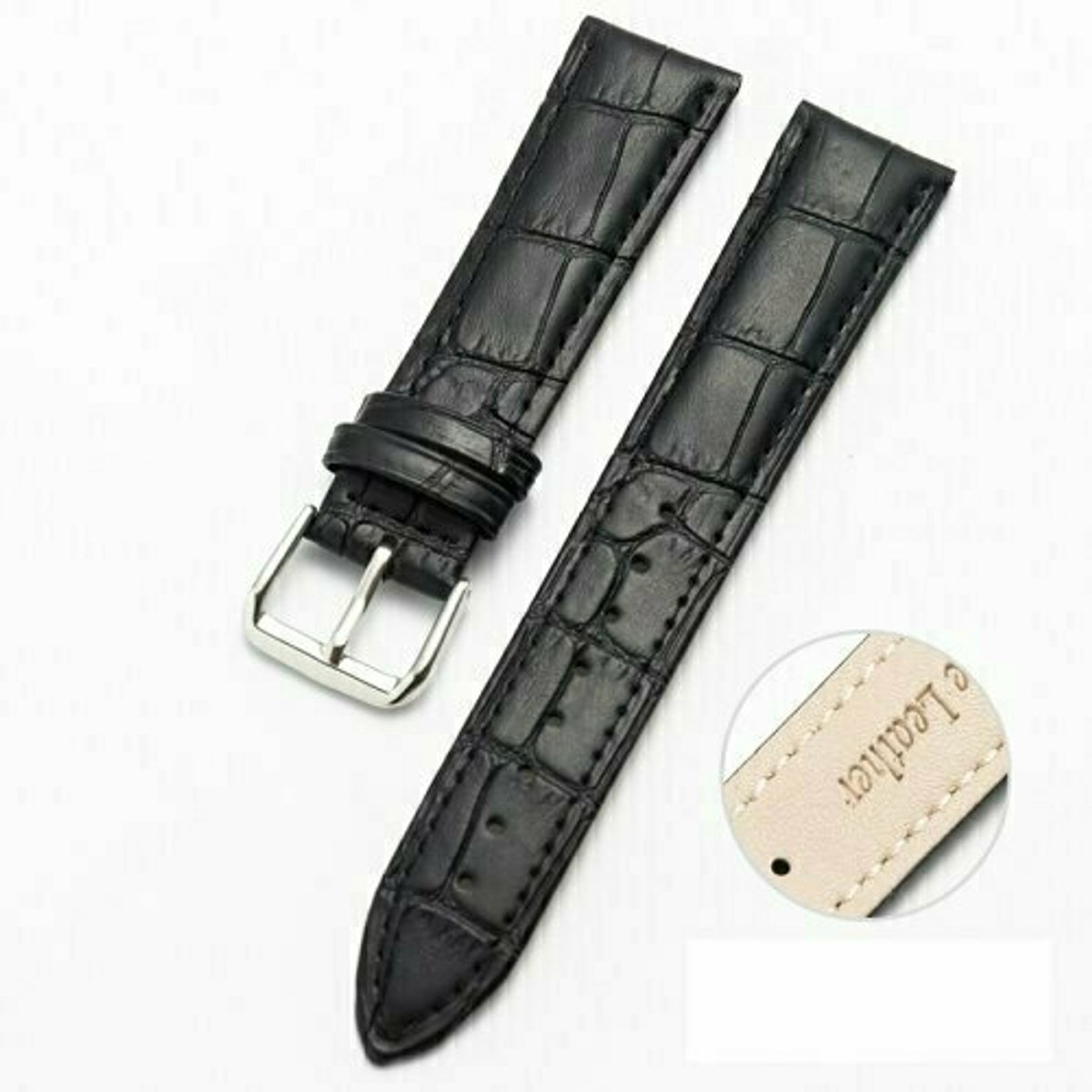 By Qubix - Crocodile leren bandje - Zwart - geschikt voor Huawei Watch 5 - 46mm