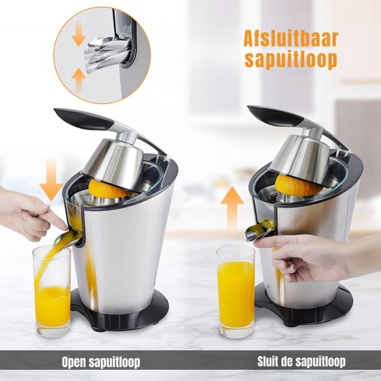 YOR® Citruspers electrisch - Citruspers - Sinaasappelpers - Zilver - ‎19cm x 25cm x 30cm van Yor — afbeelding 4