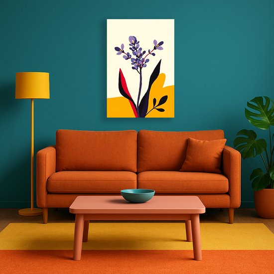 Bloem wanddecoratie - Muurdecoratie modern - Poster retro - 70x100 cm