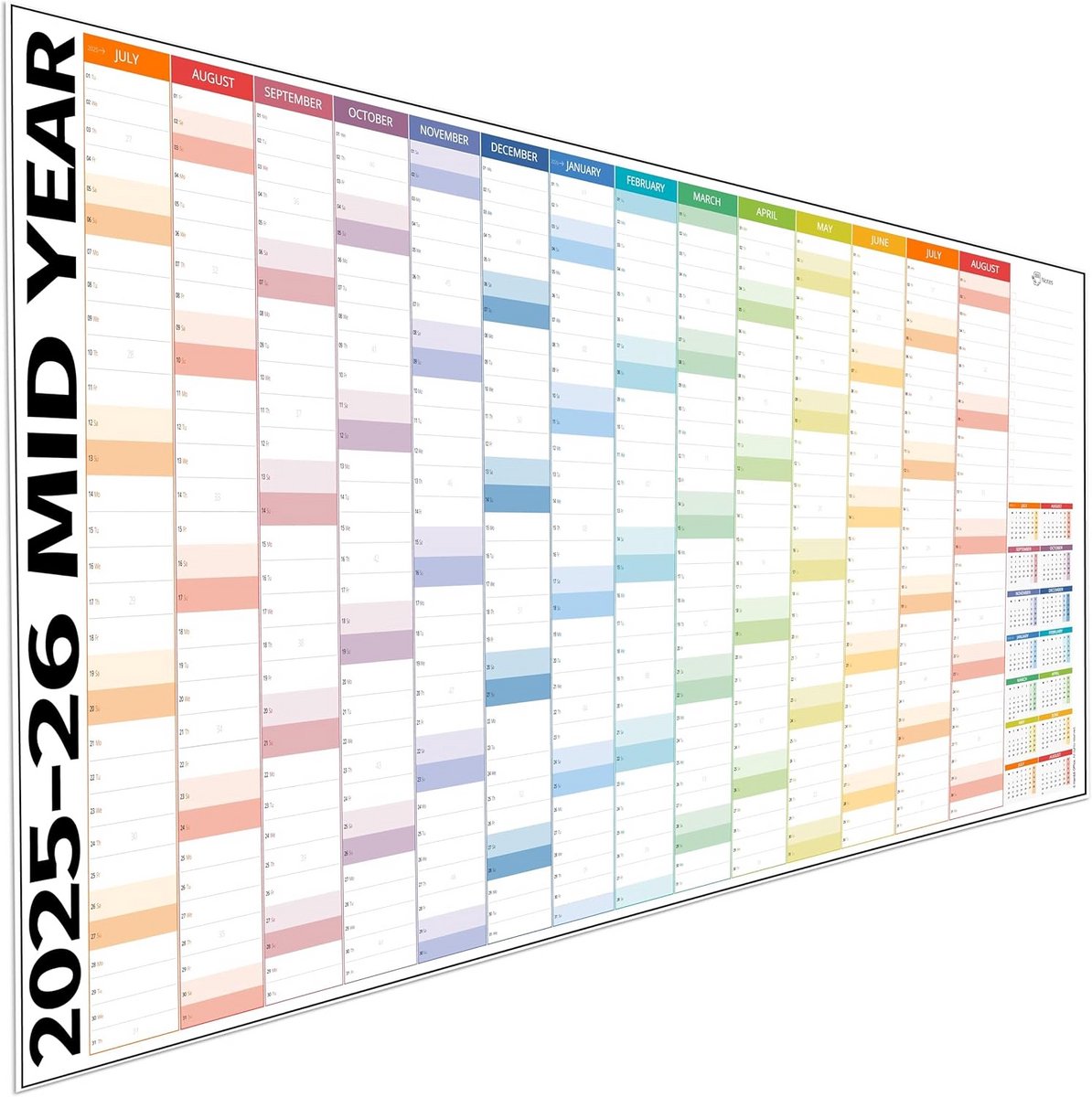Muurplanner 2024/2025 18 maanden - Weekplanner halfjaar en heel jaar - Kantoorplanner en schoolplanner - Academische kalender