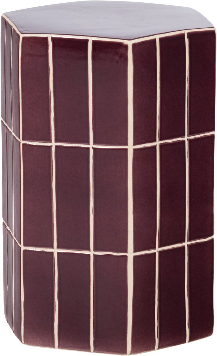 WOOOD Plu Decoratieve Bijzettafel - Keramiek - Paars - 42x30x26