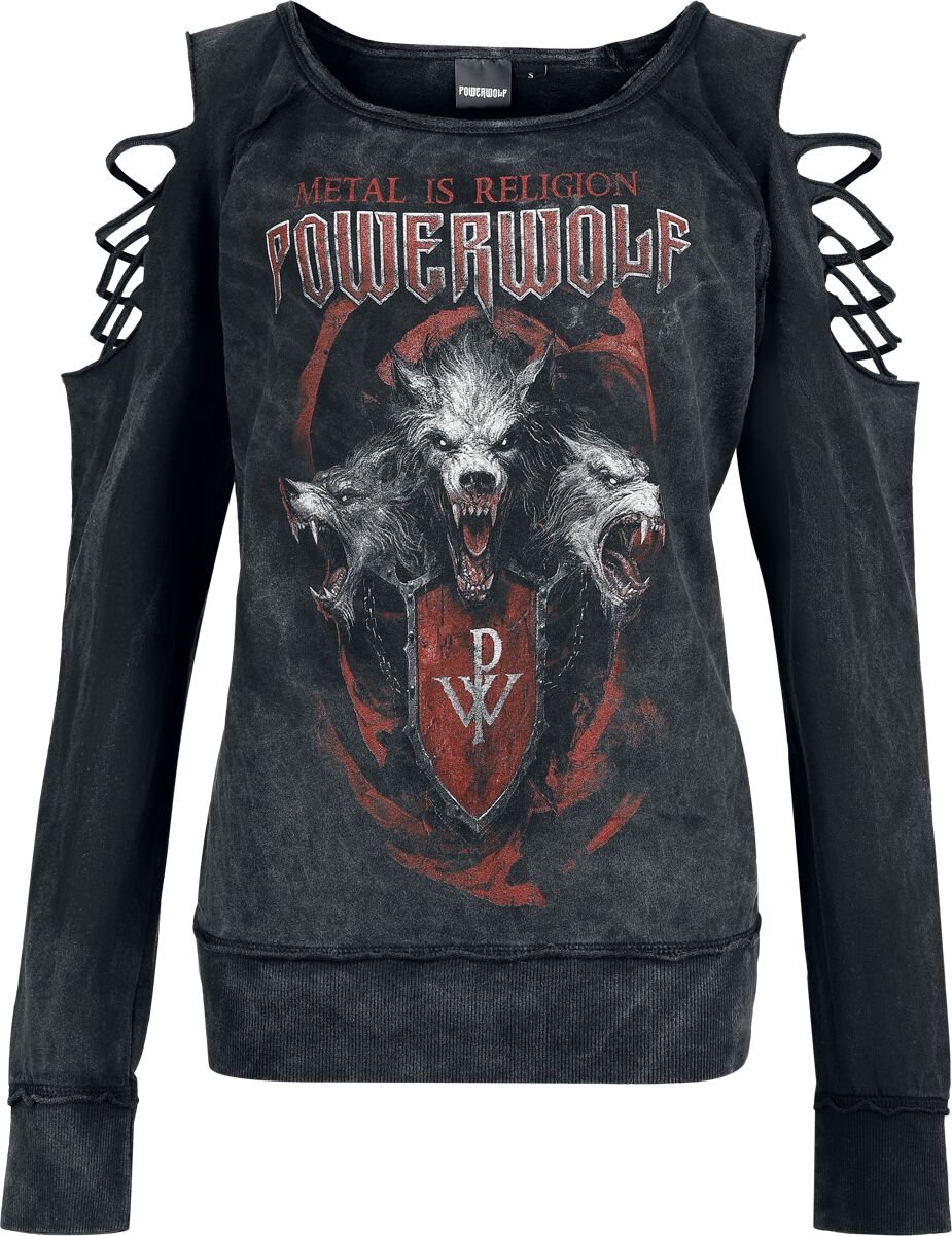 Powerwolf Triple Wolves Dames Sweatshirts - donkergrijs - L