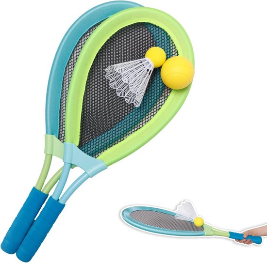 XL Shuttle Set 4-Delig - 2 Rackets, Softbal en Shuttlecock - Buitenspelen voor Kinderen vanaf 5 Jaar - 62 x 26 cm