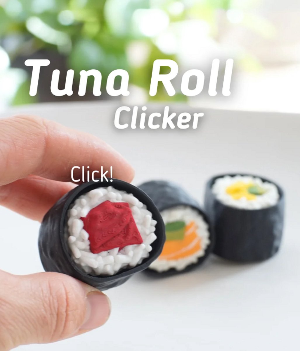 Tonijn Sushi Clicker 3D Print - Vera's Arts & Dice - Tuna Sushi Clicker 3D Print - Speelgoed - Clickers - Stim Toy - Stimmen - Fidget Toy - Sushi Figuur - Verzamelobject - Zwart Donker Rood Wit
