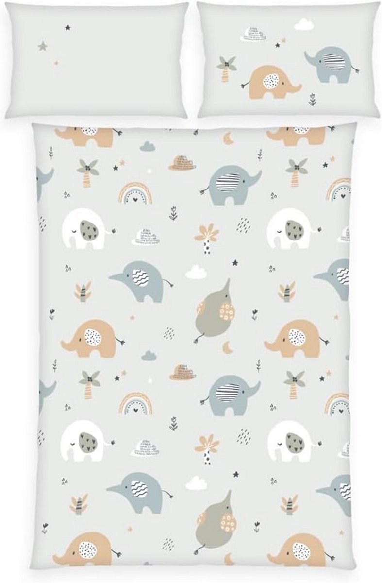 Baby Flanel Beddengoed Olifanten 100x135 cm Katoen