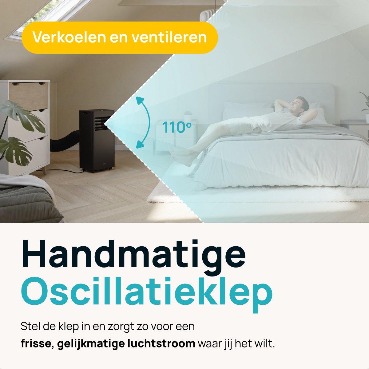 MOA Mobiele Airco - 7.000 BTU - 3-in-1 - Met Afstandbediening - Tot 22m² - Airconditioner met Ontvochtigingsfunctie - Raamafdichtingskit - Zwart thumbnail 8