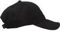 Côté d'une casquette New Era noire avec sangle réglable et logo New York Yankees blanc.