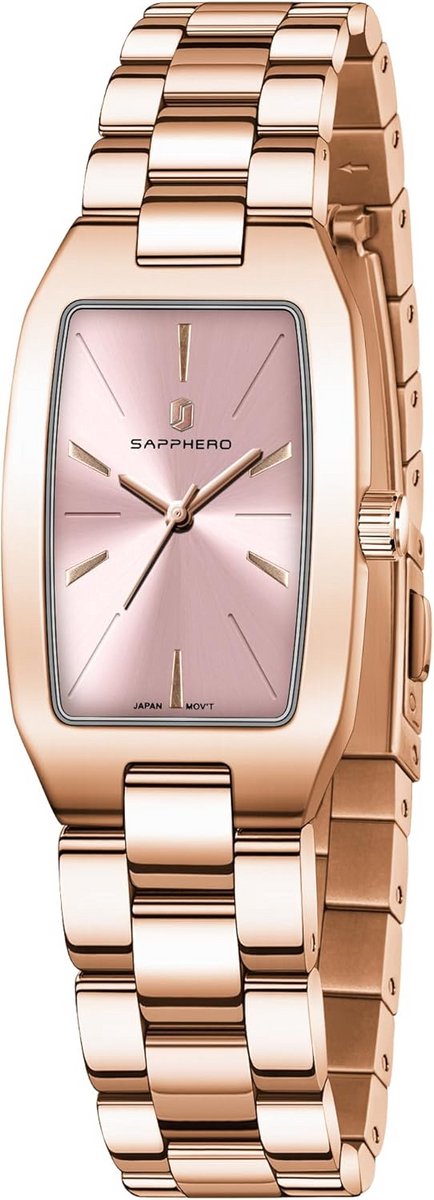 Elegante Dameshorloge met Rechthoekig Kastje en Leren Band - Beschikbaar in Goud en Zilver