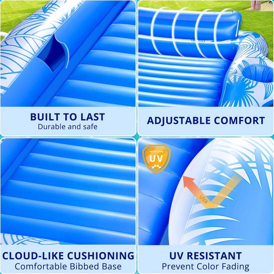 Luxe Opblaasbaar Luchtbed voor 2 Personen - Waterhangmat met Hoofdsteun & Bekerhouders van Luxe. — afbeelding 4
