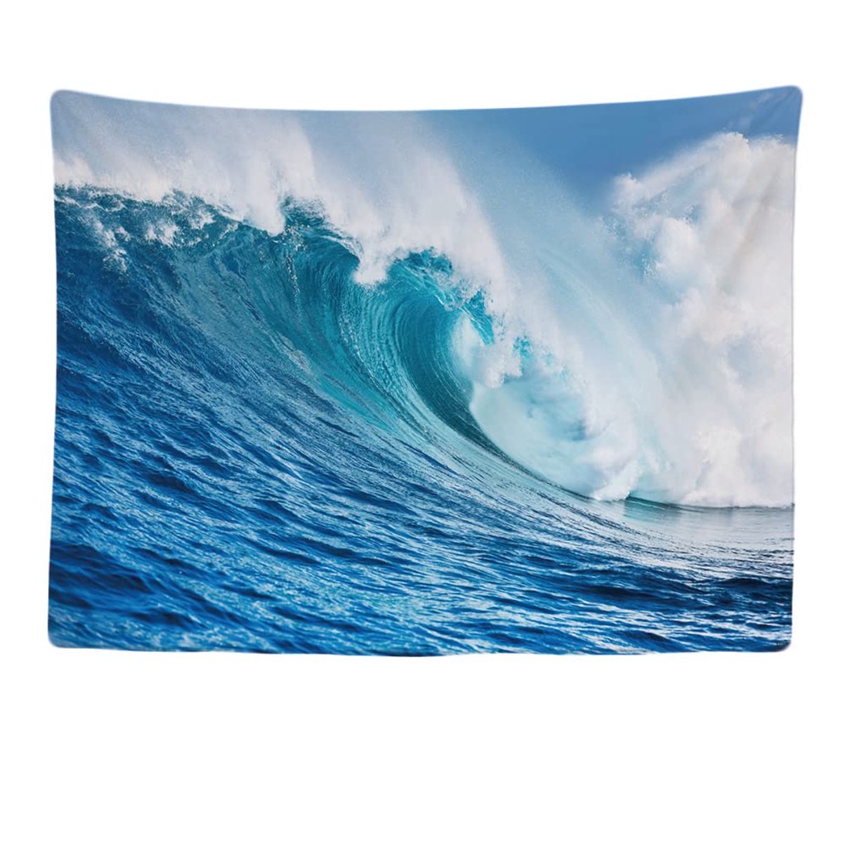 Unyqoos Groot wandtapijt met zeegolven en zomerstrand voor stijlvolle muurdecoratie, blauw