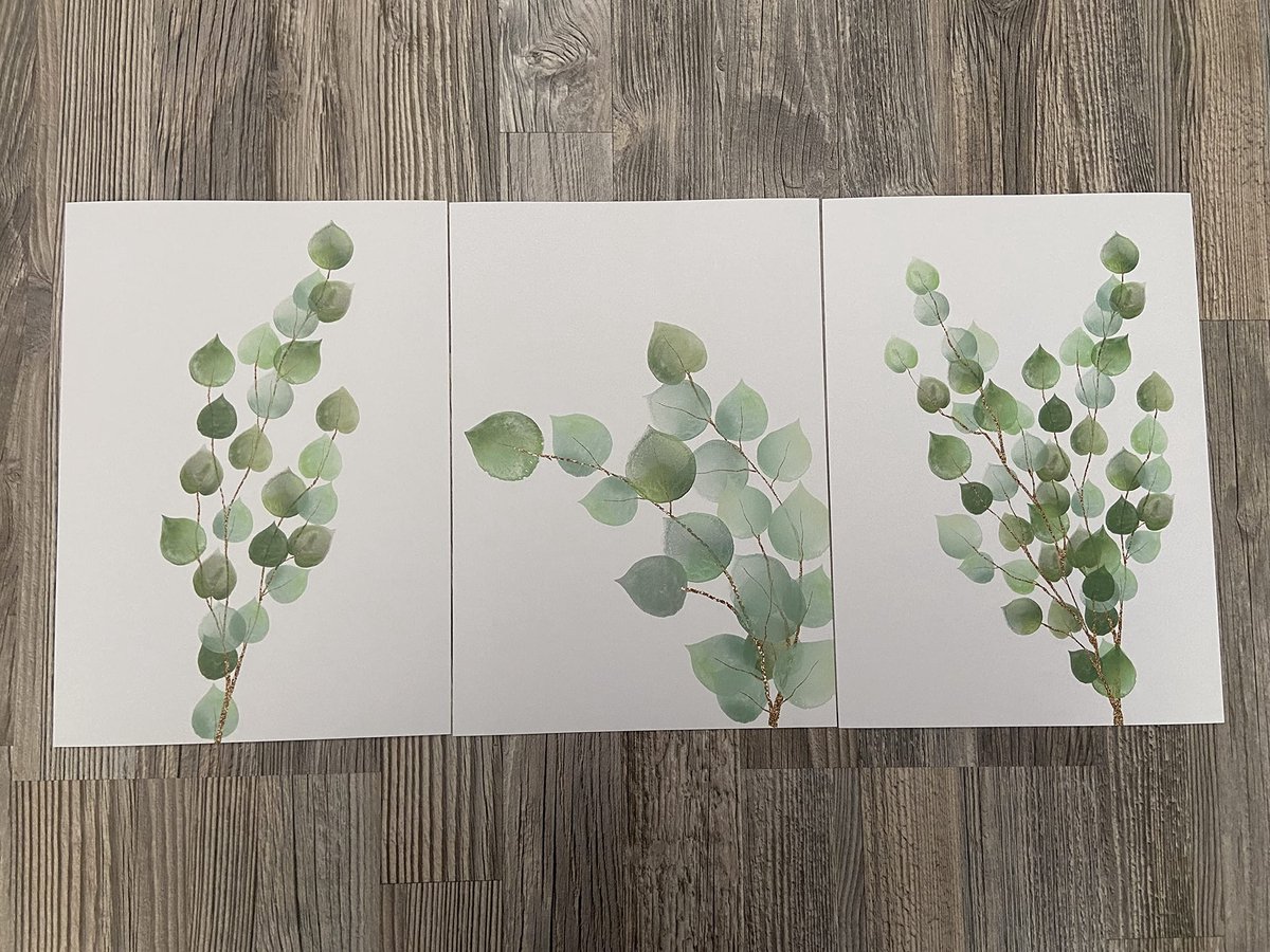 Unyqoos® Set van drie botanische posters met eucalyptusmotief voor interieurdecoratie, groente — cadeau in Wonen & Interieur - foto 2