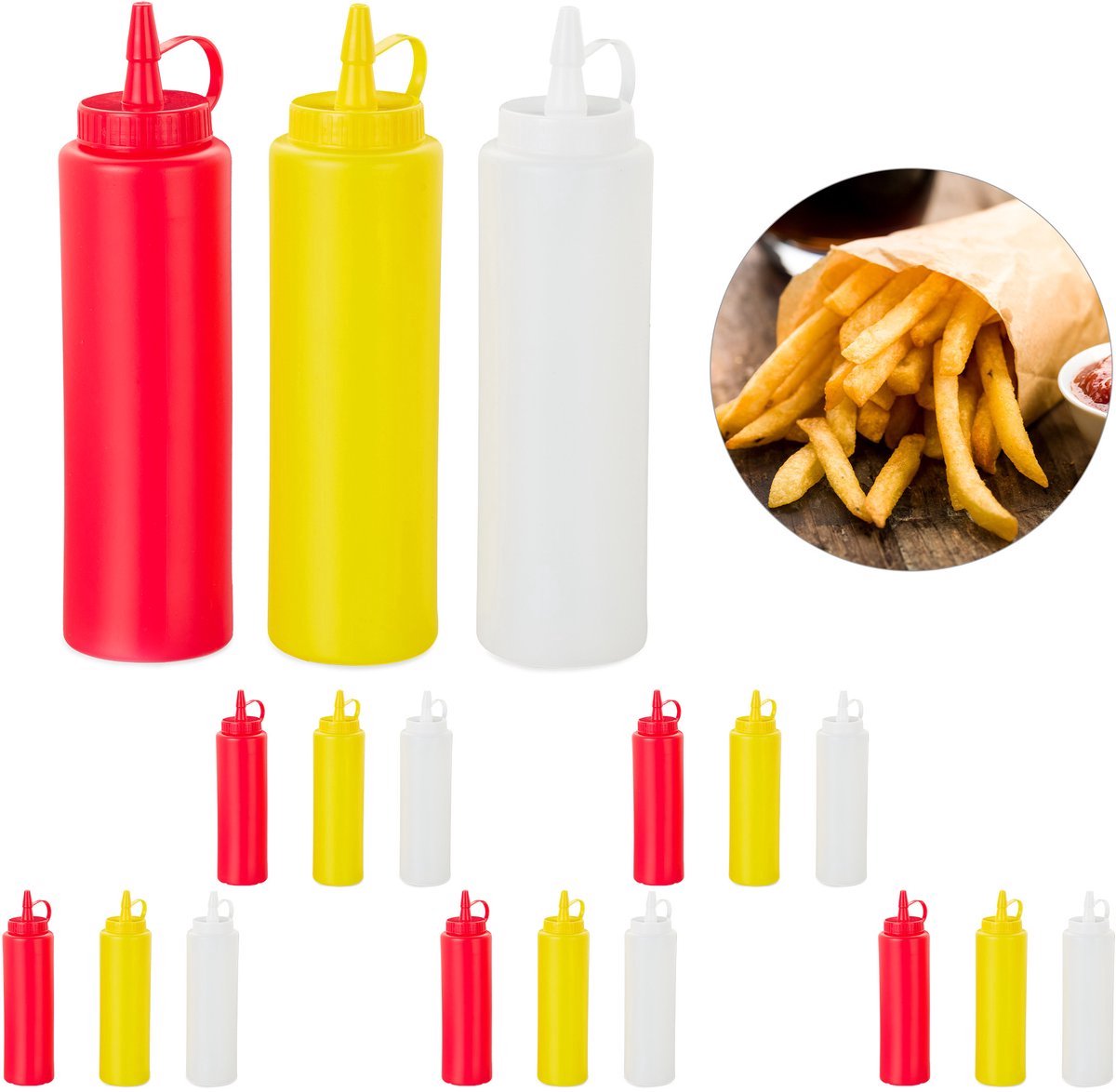 18x knijpfles saus - sausfles - garneerfles - doseerfles - elk 400 ml