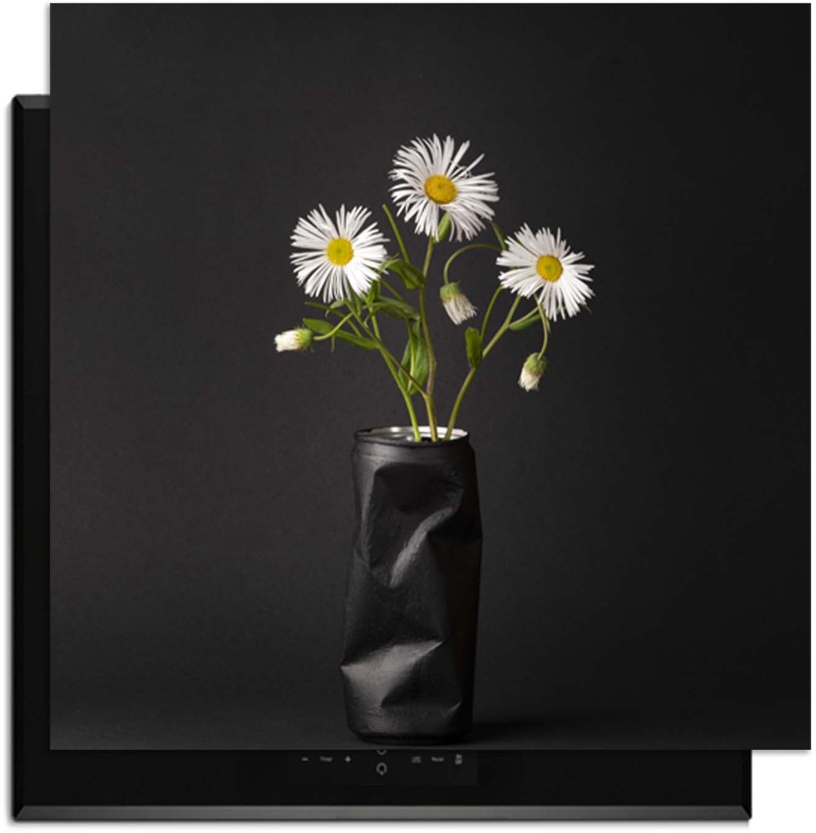 KitchenArt - Urban Daisy - Inductie Beschermer - 62x52 cm - Kookplaat Beschermer - Luxe Afdekplaat Inductieplaat - Anti-slip & Oprolbaar - Beschermmat Inductiekookplaat