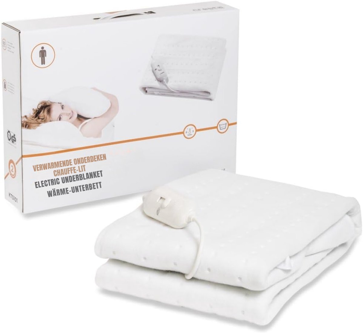 MMM® Elektrische Onderdeken 1 Persoon - Elektrische Bovendeken - Elektrisch Deken - Wit - 39cm x 29cm x 9cm