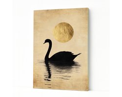 Zwarte zwaan – interieurdecoratie – kunstobject – Canvas schilderij – 30x45 cm