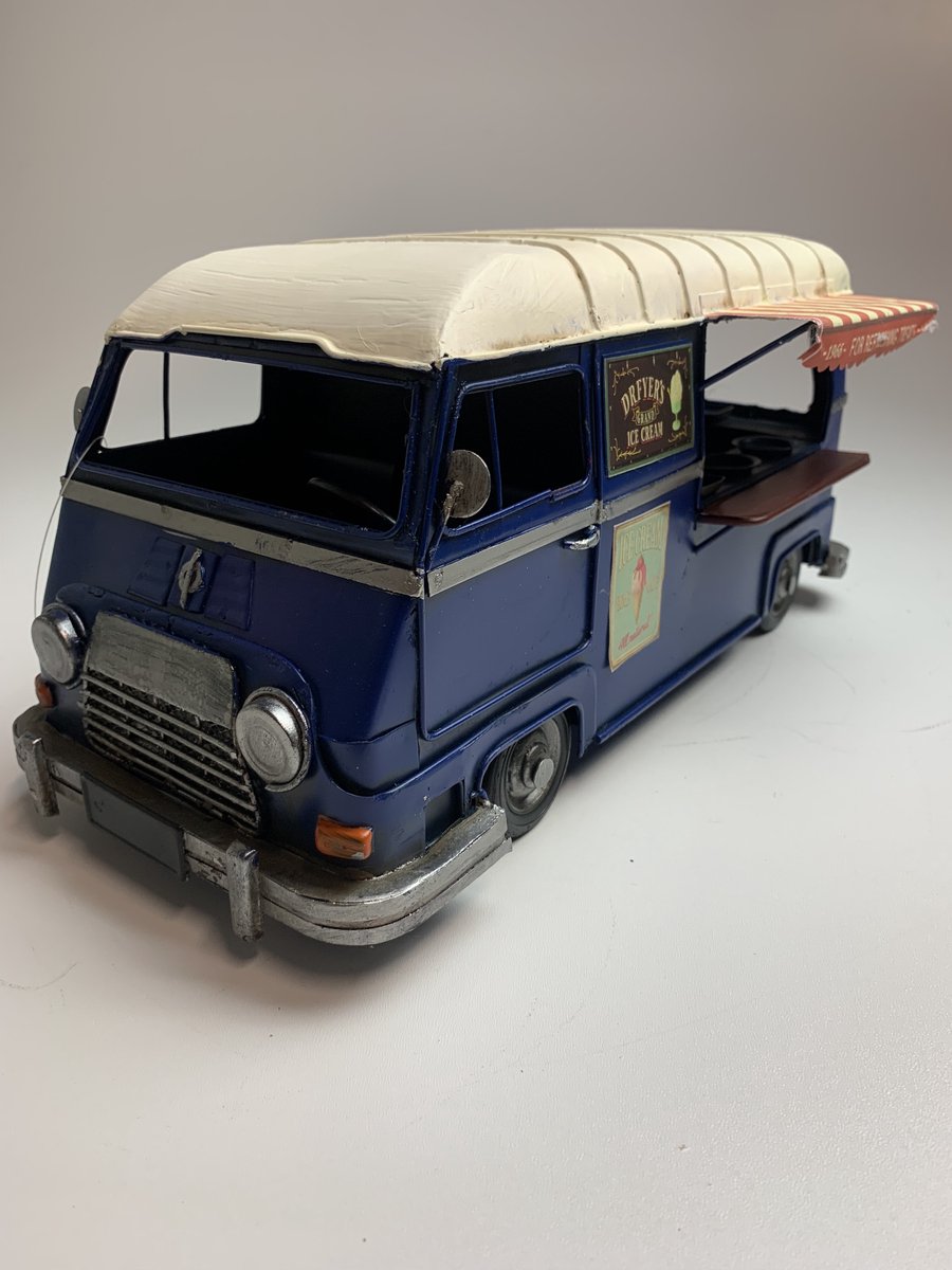 Retro Bus Camper foodtruck metaal ijs verkoop wagen Blauw