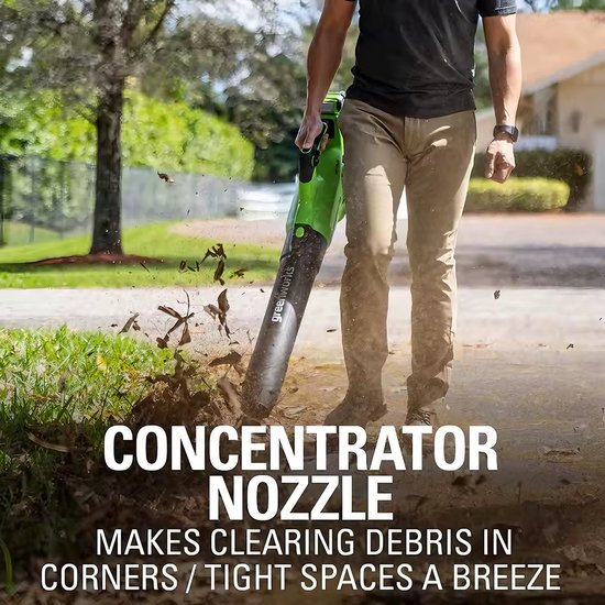 Greenworks Bladblazer 40V - Elektrische bladblazer - 500 CFM+luchtsnelheid 120 km/u - Incl. 4.0Ah accu - Blazen, Zuigen & Versnipperen van Merkloos	 — afbeelding 2