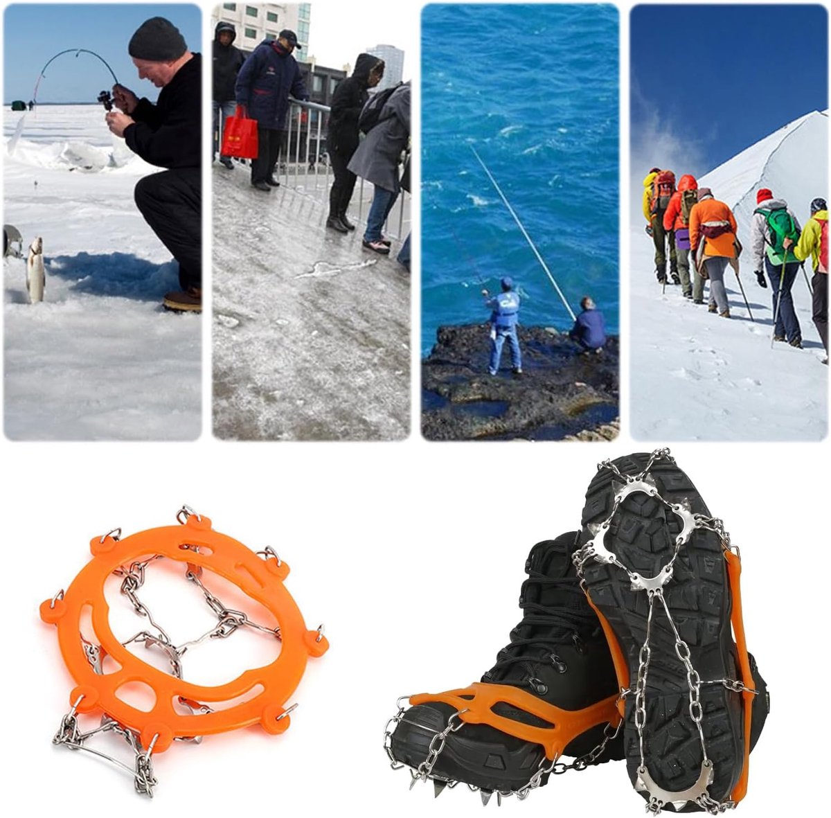 Outdoorski-ijs-stijgijzers, 1 paar trekveer spike-overschoenen voor