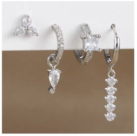 Ster Hangende Oorbellen, Hanger Oorbellen Grote Ster Strass Glanzende Oorbellen Hanger Ster Strass Oorbellen Ster voor Meisjes Vrouwen (Zilver, Schelp, Geen edelsteen