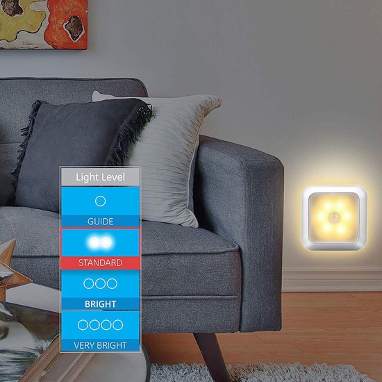 LED Lamp met Bewegingssensor, 8 LEDs Warm Wit Nachtlamp op Batterijen, Draadloze Magnetische Kastverlichting en Trapverlichting voor Gang, Badkamer, Slaapkamer, Keuken van Merkloos — afbeelding 3
