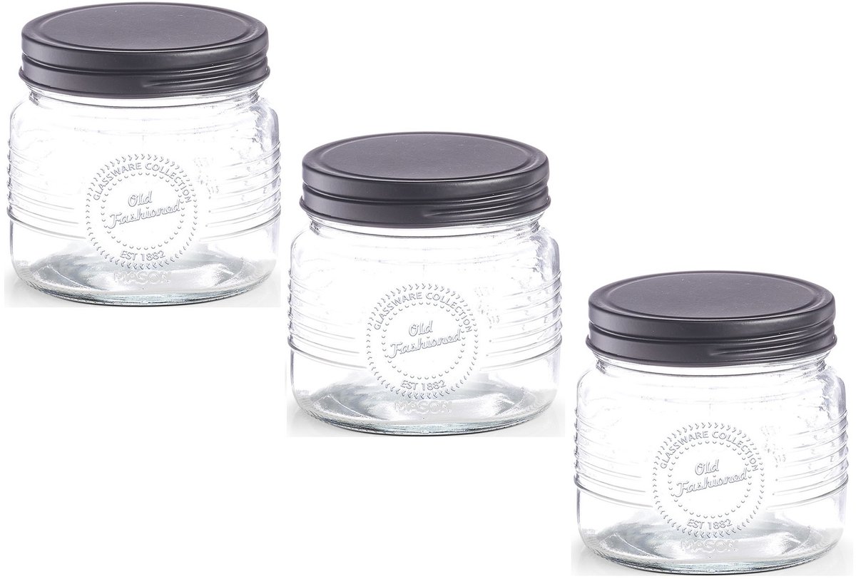 Zeller voorraadpot Old Fashioned - 6x - bewaarpot - 420 ml - 10 x 9 cm - transparant - glas