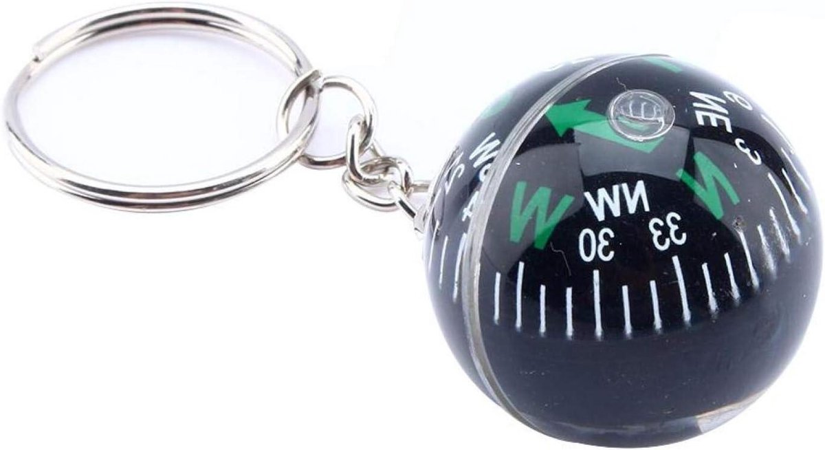 Nordivar - Bal Kompas Sleutelhanger - Excursie Wandelen Kamperen - Vloeistof Gevulde - Jacht - Buitenactiviteiten - Geschikt voor Alle Outdoor Avonturen - Zwart - 28mm Ball Kompas met sleutelhanger - Ball Kompas voor Wandelen Kamperen Hiken Outdoor.