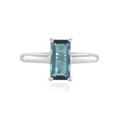 Cavill - 925 Sterling Zilveren Ring met 1,659 ct Petroleumkleur Fluoriet - Achthoekig Slijpsel - Minimalistisch & Luxe Design Voor Dames