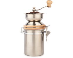 Unyqoos® Traditionele handmatige koffiemolen voor perfecte versgemalen koffie, Zilver, Roestvrij staal
