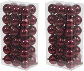 72x Bordeaux rode kunststof kerstballen 6 cm - Glans - Onbreekbare plastic kerstballen - Kerstboomversiering Bordeaux rood