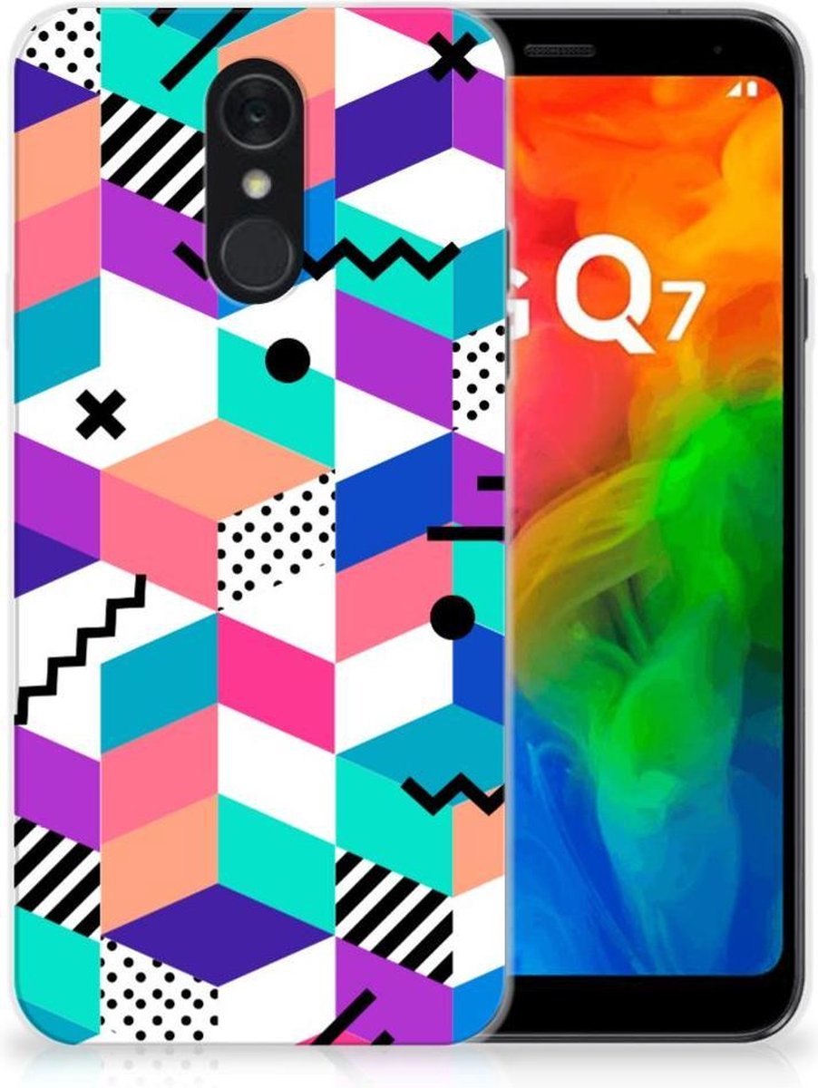 LG Q7 TPU Hoesje Blokken Kleurrijk