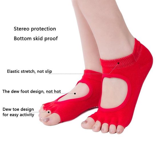 One Pair Open Toe Open Instep Anti-slip Sports Female Yoga Socks Size: 34 - 39 (EUR)(Black) van Aolikes — afbeelding 5