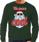 Foute Kersttrui / sweater -  Stoere kerstman - this dude is cool - groen voor heren - kerstkleding / kerst outfit S (48)