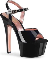 Pleaser - ASPIRE-609TT Sandaal met enkelband, Paaldans schoenen - Paaldans schoenen - 38 Shoes - Zwart/Roze