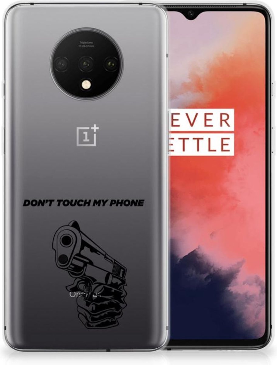 OnePlus 7T Silicone-hoesje Gun Don't Touch My Phone
