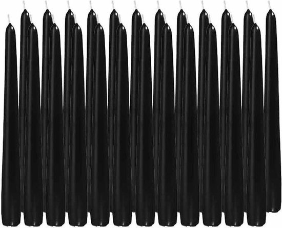 24x Bougies noires 25 cm 8 heures de combustion - Bougies inodores - Bougies de table / bougies chandelier