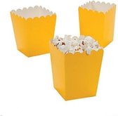 Popcorn bakjes geel - 12 stuks - stevig karton - klein formaat - 8 cm breed - 10 cm hoog