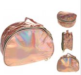 Holografische toilettas roze 23 x 8.5 x 15.5 cm