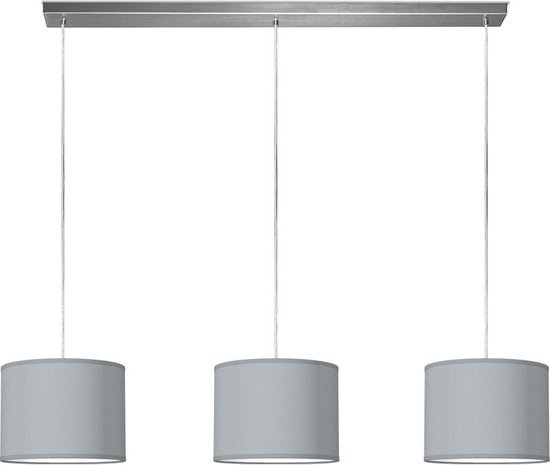 Home Sweet Home hanglamp Bling - verlichtingspendel Beam inclusief 3 lampenkappen - lampenkap 25/25/19cm - pendel lengte 100 cm - geschikt voor E27 LED lamp - lichtgrijs