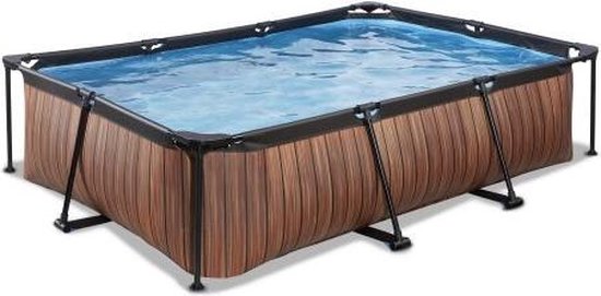 EXIT Wood zwembad 300x200x65cm met filterpomp - bruin