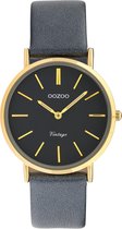 OOZOO Vintage series - Gouden horloge met nacht blauwe leren band - C9974 - Ø32