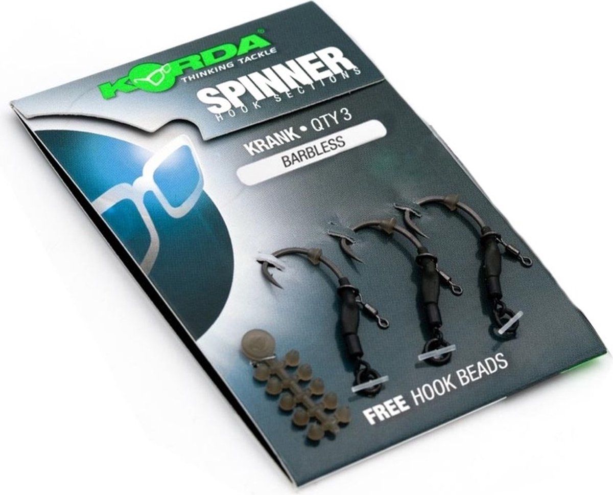 "Korda Spinner Hook Sections Krank- Barbless - Maat  6 - 3 Stuks - "