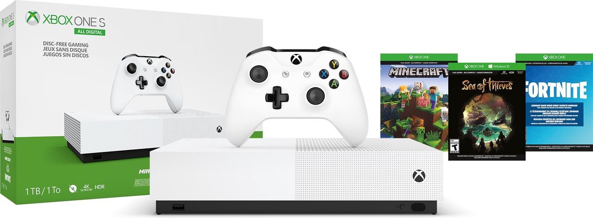Xbox One S console 1TB - All-Digital (zonder disc-drive) + Fortnite + Sea  of Thieves +... | bol.com