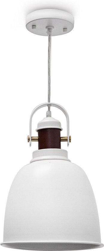 bol.com | relaxdays hanglamp GLOCCA 1 lichts plafondlamp lamp Verstelbaar  hoogte klok-vorm wit