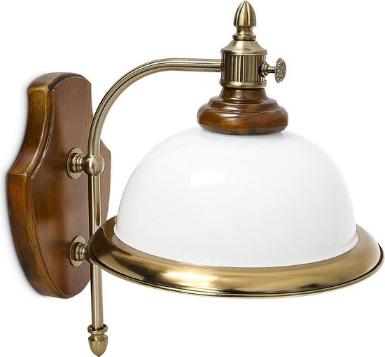 relaxdays Wandlamp retro design Klassieke lamp wit - 26x32x33 - Hout glas ijzer | bol.com