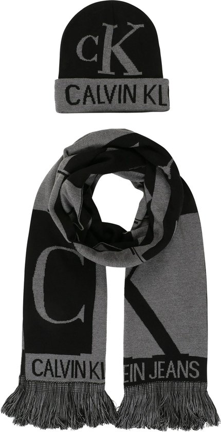 Calvin Klein Jeans muts j mirror monogram scarf + beanie Wit-one Size |  bol.com