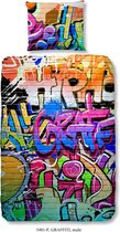 Good Morning 5481-P Graffiti - kinderdekbedovertrek - eenpersoons - 140x200/220 cm - katoen - multi