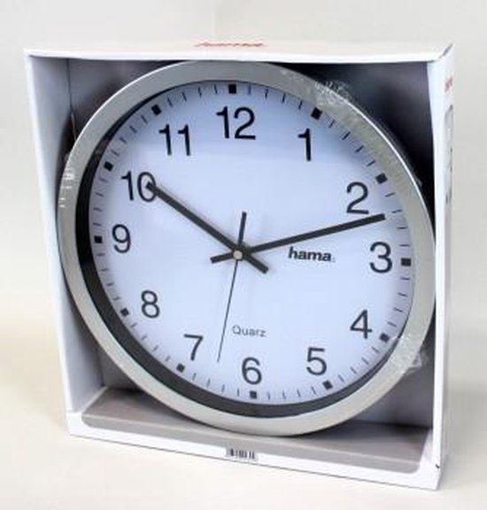 Hama Wall Clock Klok Rond Kunststof Ø30 cm Zilver